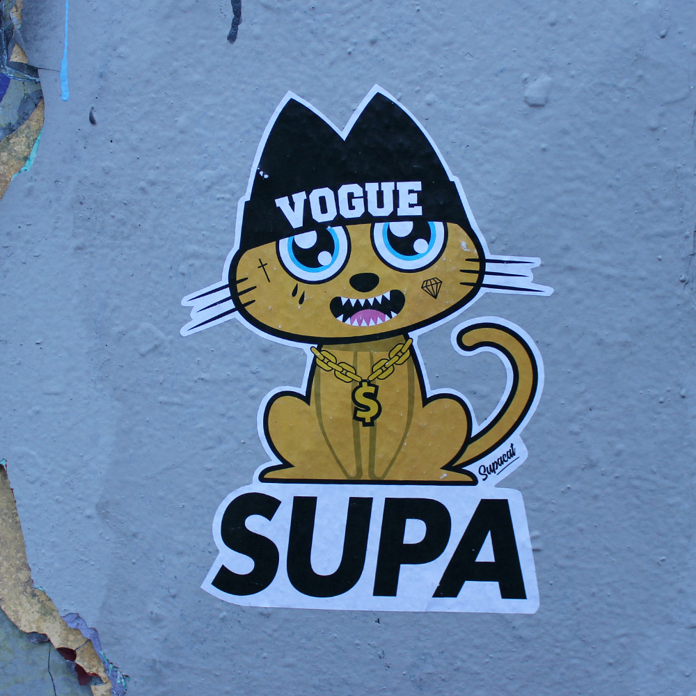 Supacat Street Art Strasbourg - Supa Gangsta Inked Cat