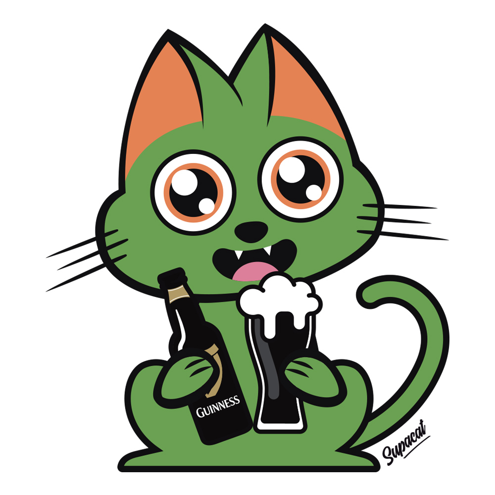 Supacat street art - Saint Patrick Cat