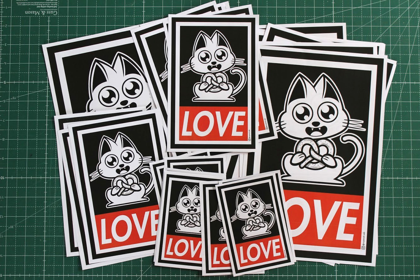 Supacat Bretzel LOVE - Supacat Street Art à Strasbourg