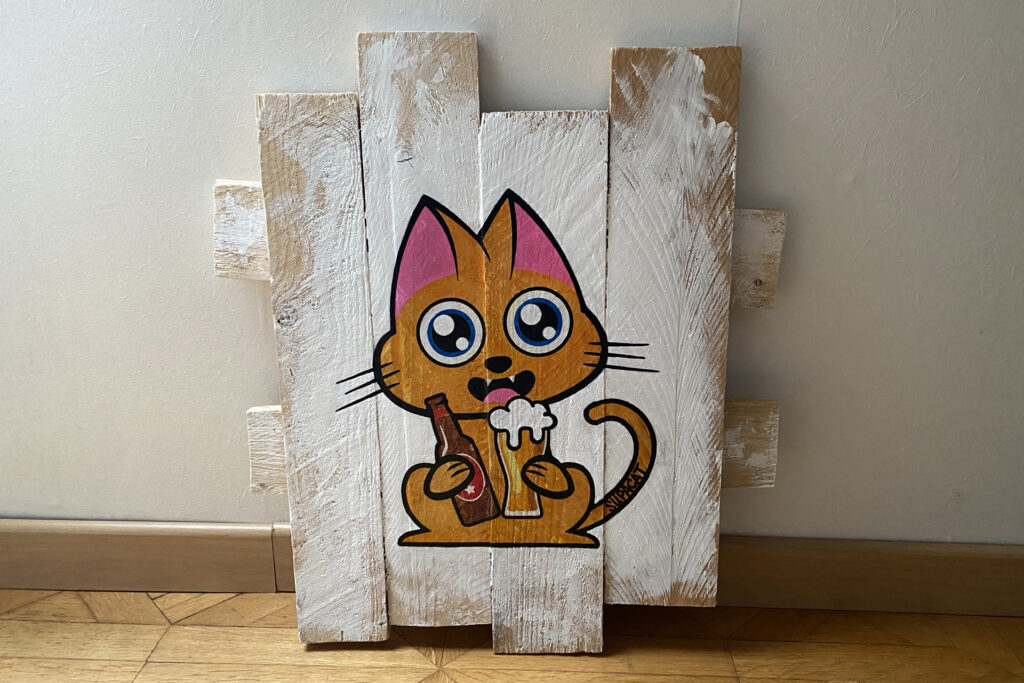 Supacat Street Art Strasbourg - Tableau Beer Cat #1