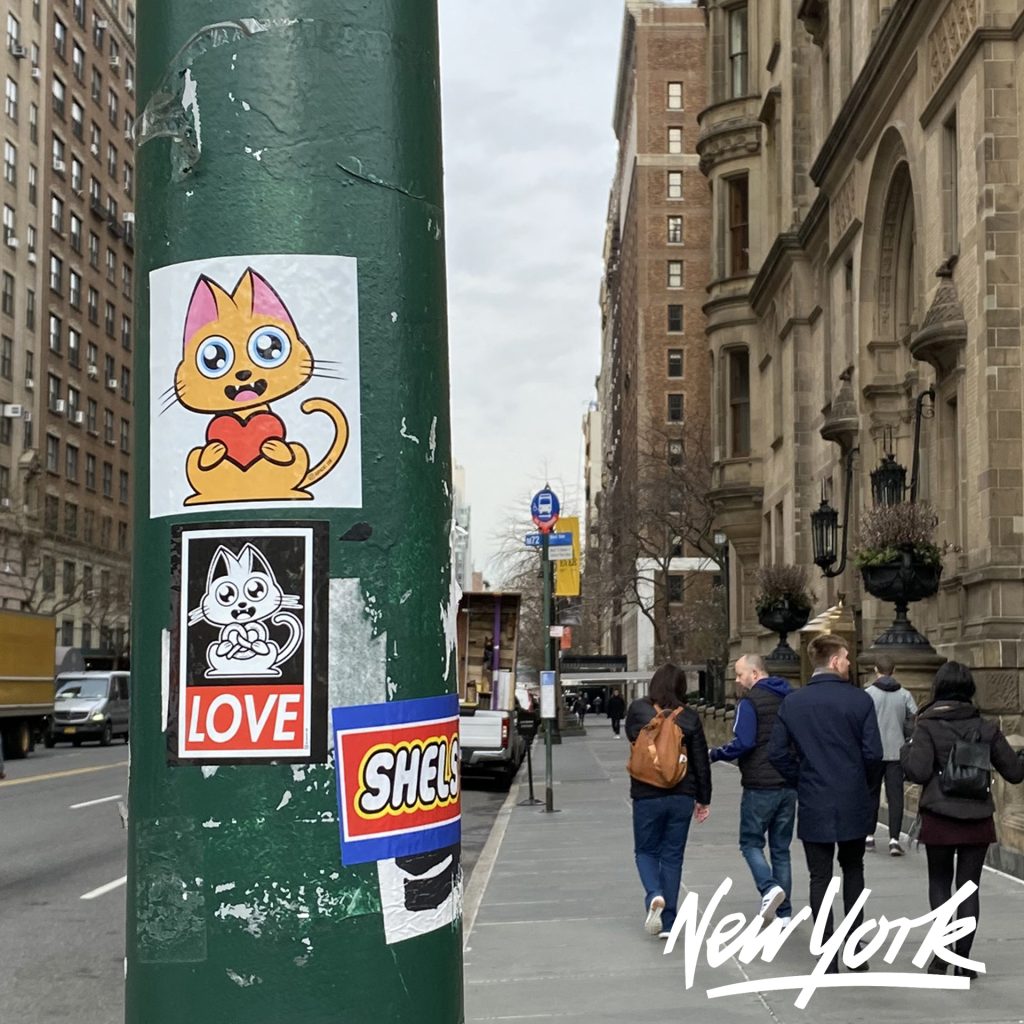 Supacat Street Art Strasbourg - Stickers Supacat in New York !