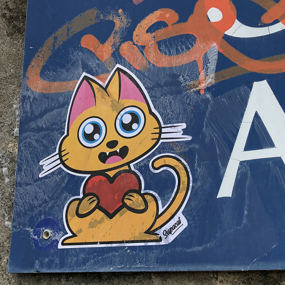 Sticker Supacat Always Love - Supacat Street Art Strasbourg