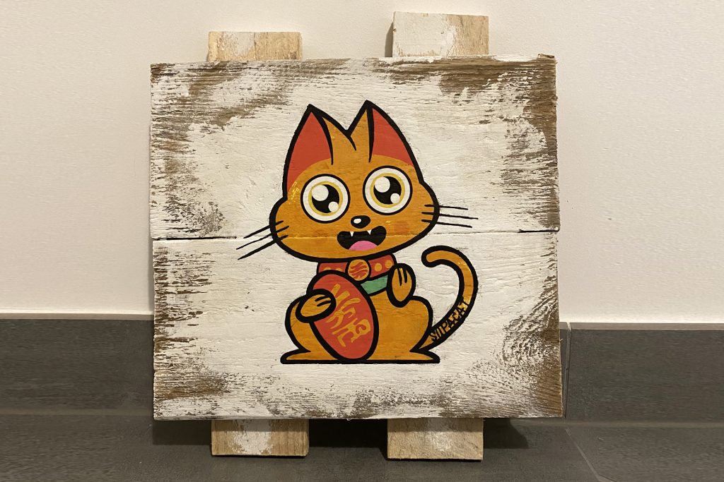 Supacat Street Art - Tableau Maneki Neko