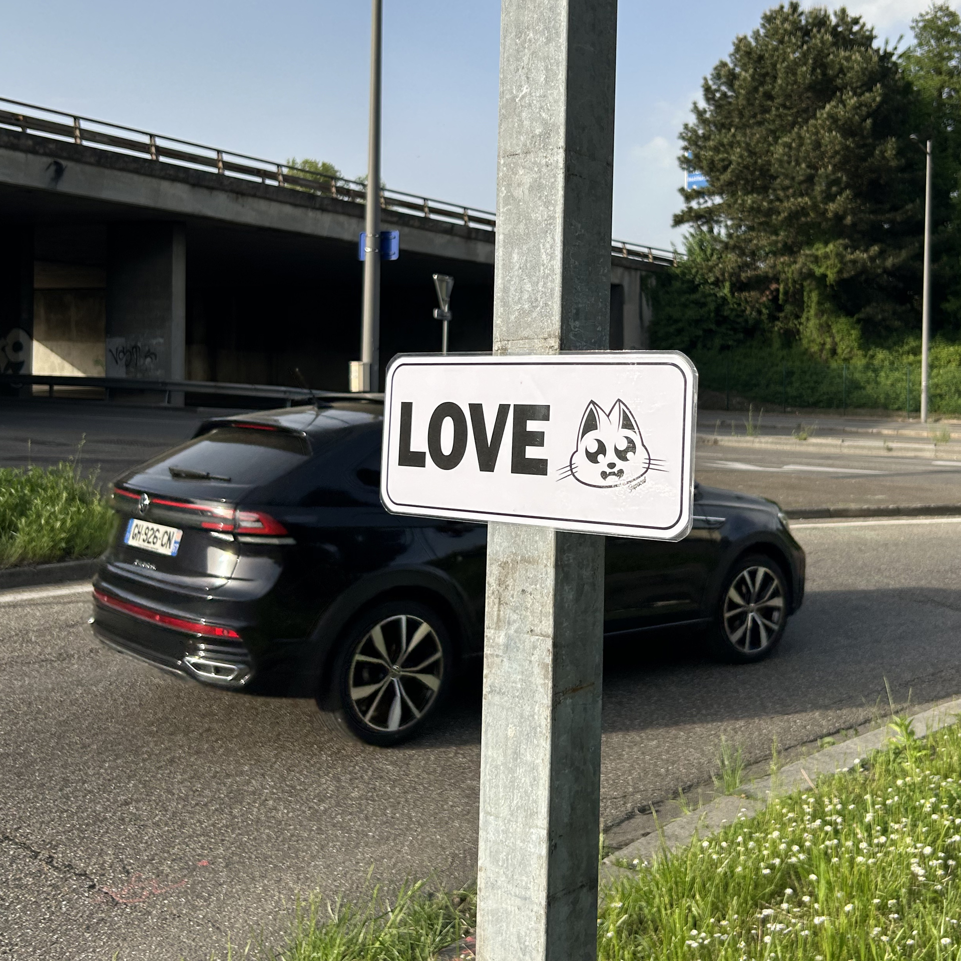 Panneau LOVE Supacat à Strasbourg - Supacat Street Art Strasbourg