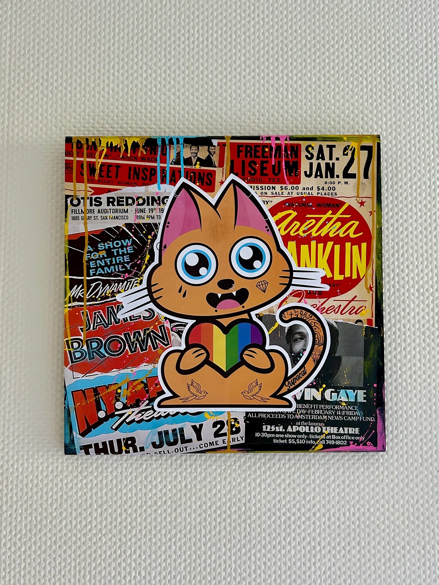 Supacat tableau Supa Rainbow Cat 40 x 40 cm - Supacat Street Art Strasbourg